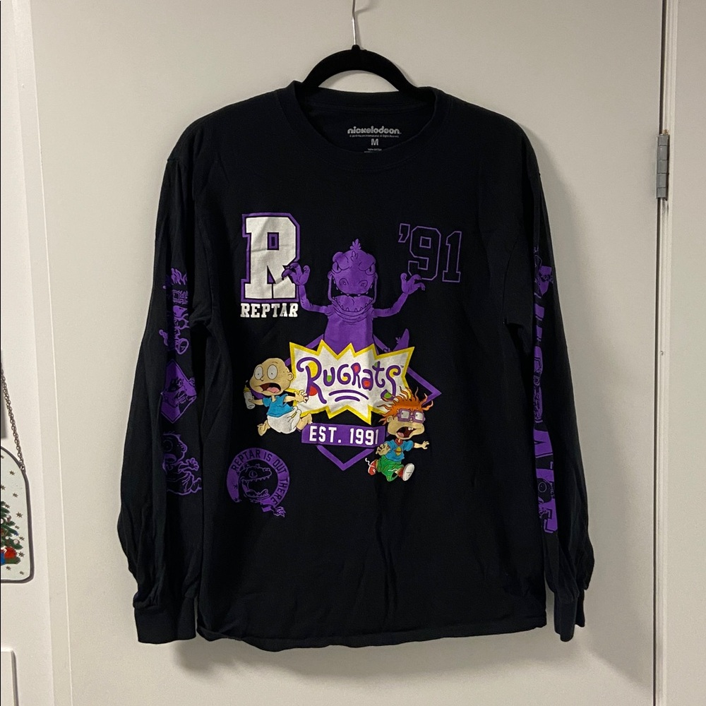 Nickelodeon Rugrats Black Shirt with Purple and Multicolor Design